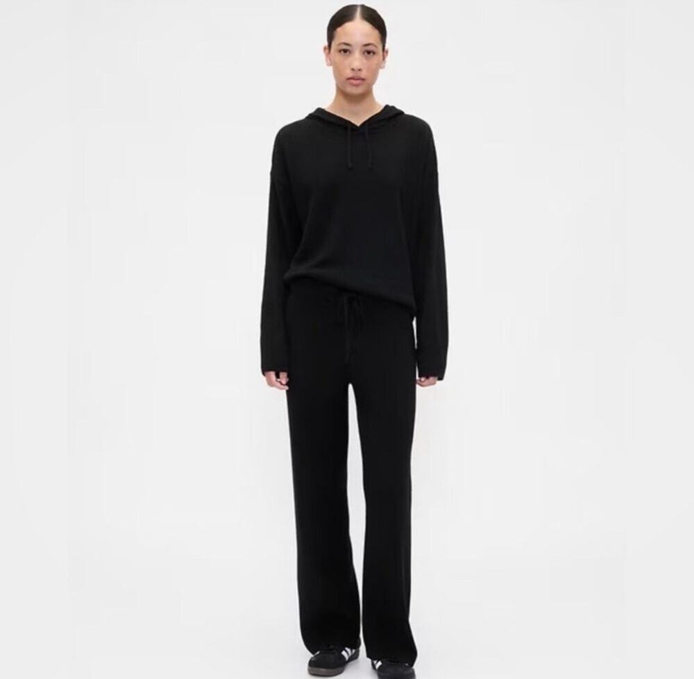 Gap Women’s CashSoft Black Long Sleeve Hooded Sweater Size Large Cotton Blend